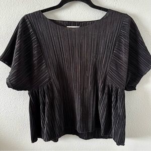MADEWELL Women's BLACK Short Sleeve pleated dressy top